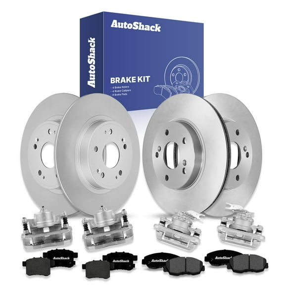 AutoShack Front Vented & Rear Solid Brake Rotors   Premium Ceramic Pads   Calipers 16-PC Brake Kit Replacement for 2008-2009 Honda Accord