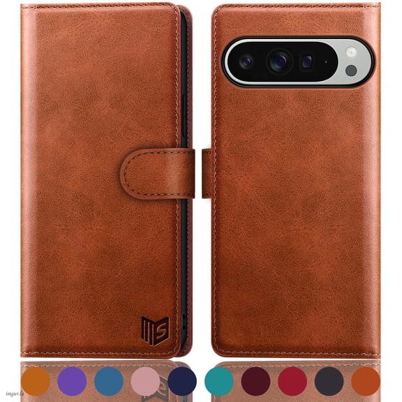 SUANPOT For Google Pixel 9 Pro 6.8,Google Pixel 9 Pro XL Wallet Case with RFID Blocking Credit Card Holder,Light Brown