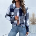 thumbnail image 2 of Jiyugala Coats for Women Long Sleeve Plaid Shirt Outerwear Turndown Collar Tops Buttons Casual Blouses, 2 of 7