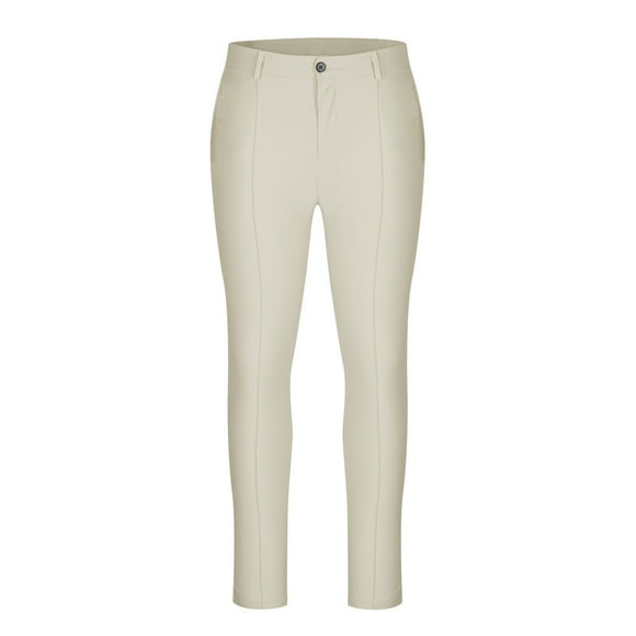 RXIRUCGD Men's Mature Casual Outdoor Straight Leg Sports Pants With High Elasticity, Beige, Size: L