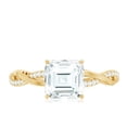 thumbnail image 5 of Rosec Jewels Asscher Cut Moissanite Ring for Engagement - 8 mm - Braided Ring - 3 Ct - D-VS1 Grade Certified - with Jewelry Box, 18K Yellow Gold, US 5.00, 5 of 9