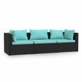 thumbnail image 3 of vidaXL Wicker Patio Furniture 3 Piece with Cushions Black Poly Rattan, 3 of 9