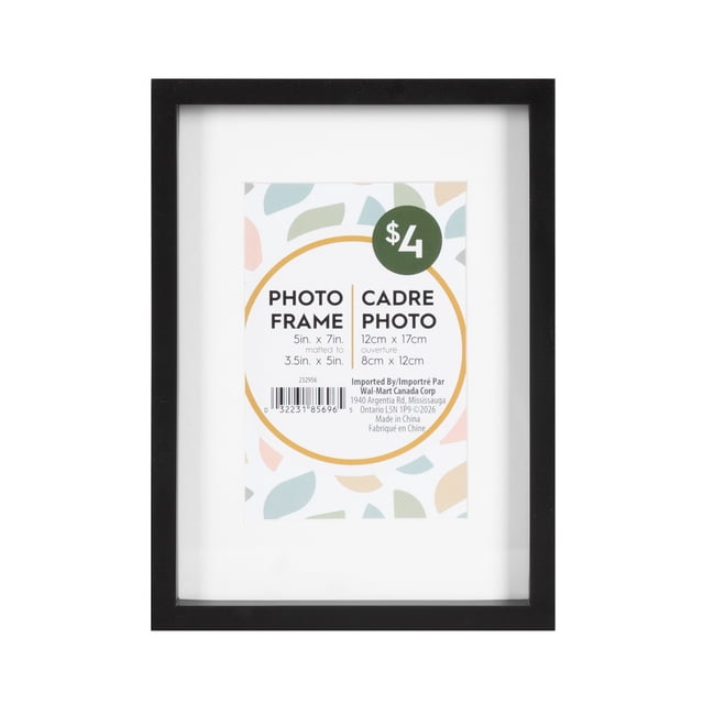 DesignOvation Gally 5x7 Matted to 3.5x5 Black Picture Frame