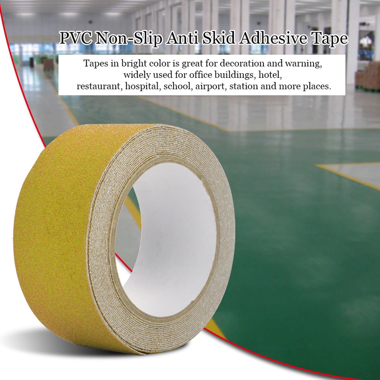 Non Slip Safety Tape - Quartz Sand Anti Slip PVC Tape For Stairs & Floors, 5m Green Roll