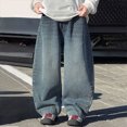 thumbnail image 2 of NOLDARES Boys Baggy Jeans Wide Straight Leg Elastic Waist Loose Denim Pants,Blue,10-11 Y, 2 of 8