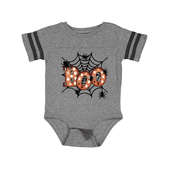 Inktastic Halloween Boo with Spiders in Web Boys or Girls Baby Bodysuit