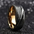 thumbnail image 3 of Wedding Ring Men Women. 8mm Black Damascus Wedding Band w Rose Gold Inside, 3 of 4