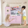 thumbnail image 6 of LINLUX Wooden Kids Play Kitchen, Toy Kitchen Playset For Toddler, Realistic Kitchen Sets Baby, Pink, 6 of 9