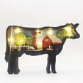 thumbnail image 3 of Random Living Barn Style 3D Wood Cow Decoration with String Lights, White, 1 Count, 3 of 7