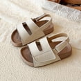 thumbnail image 4 of Duqingm Toddler Girl Summer Shoes Toddler Girls Jelly Sandals Soft Rubber Sole Closed Toe Summer Shoes Mary Jane Dress Princess Flat Beige,12.5, 4 of 7