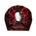 thumbnail image 2 of Baby Girl Velvet Big Hair Bow Knotted Head Wrap Oversized Christmas Beanie for Newborn Infant Toddlers 6PCS, 2 of 2
