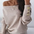 thumbnail image 4 of Odbmxyshirts for Women Long Sleeve Tops for Women Solid Color Pink Loose Off Shoulder Tops, 4 of 9