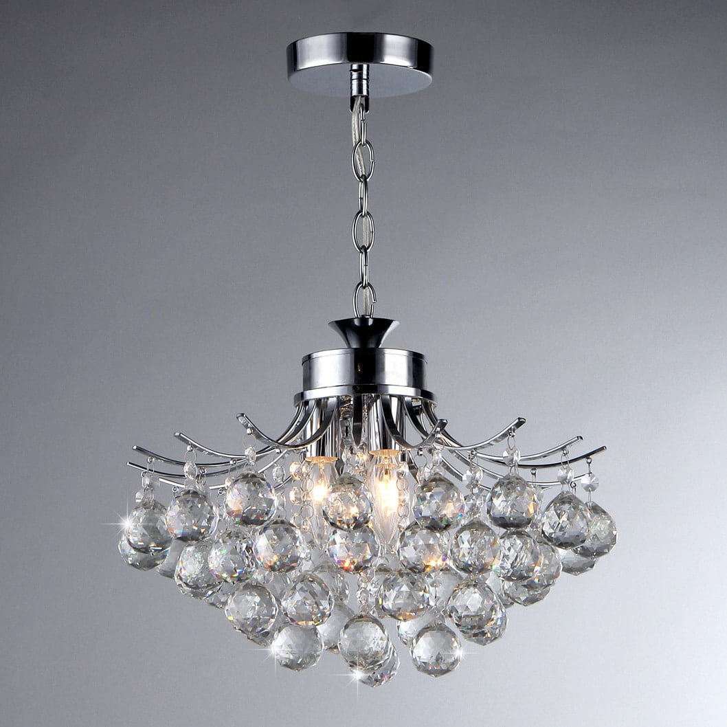 ルミナベッラMessalina SO4 peodant　chrome Roman Crystal 4-Light Chrome Chandelier - Indoor Lighting