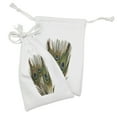 thumbnail image 2 of Feather Fabric Pouch Set of 2, Close up Photo of Peacock Feather on a Plain Background Boho Themed Print, Drawstring Bag for Toiletries Masks and Favors, 9" x 6", Fawn and Multicolor, by Ambesonne, 2 of 2
