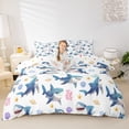 thumbnail image 2 of Erosebridal Kids Sea Shark Duvet Cover Set, Kawaii Coral Starfish Bedding Full, 3pcs, No Comforter, 2 of 5