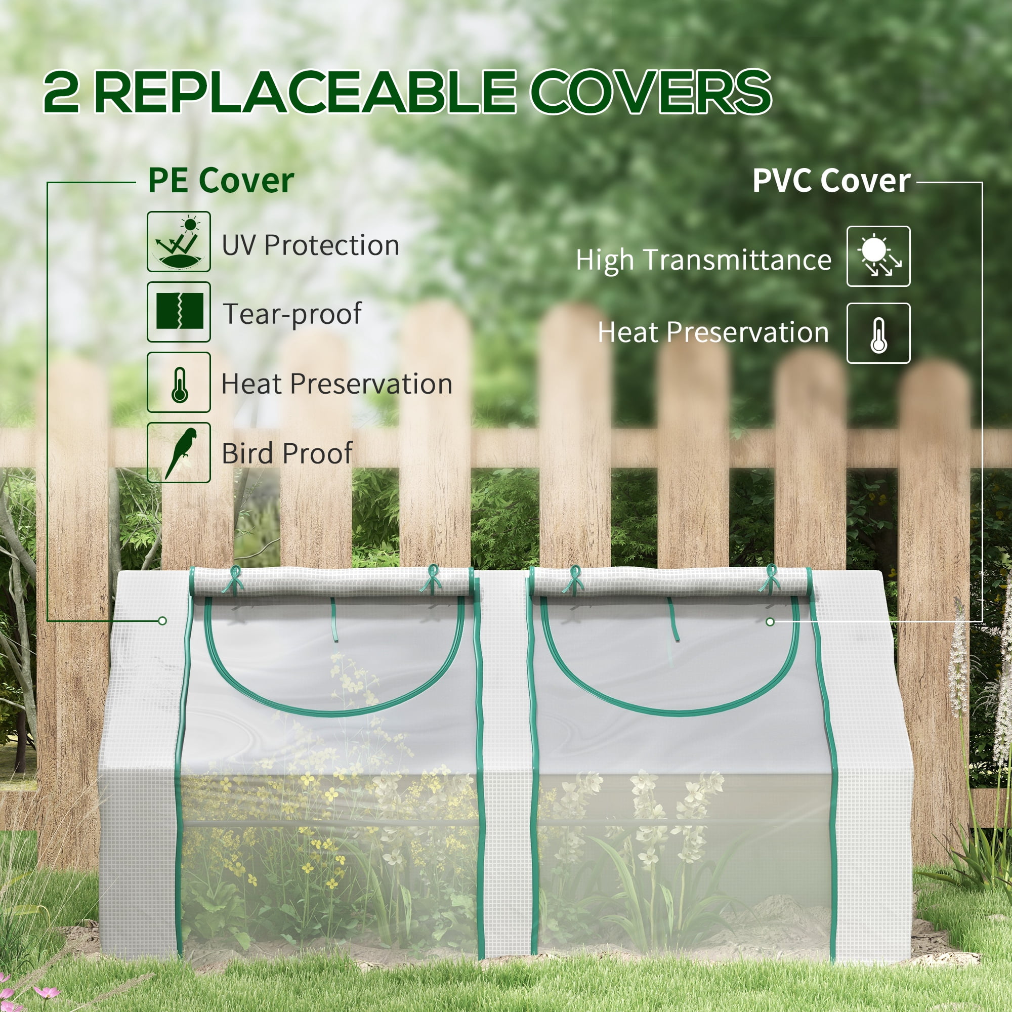 Outsunny 6' x 3' x 3' Portable Greenhouse with Two PE/PVC Covers, Clear