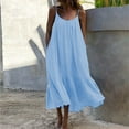 thumbnail image 3 of Women's Casual Summer Tank Dress Spaghetti Strap Dresses Beach Cover Ups Casual V Neck Mini Sundress with Pockets, 3 of 4