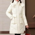thumbnail image 4 of Womens Winter Hooded Parka Jacket Long Sleeve Toggle Duffle Coat with Faux Fur Trim White S, 4 of 7