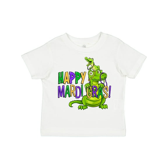 Inktastic Happy Mardi Gras Big and Little Alligators with Beads Boys or Girls Toddler T-Shirt