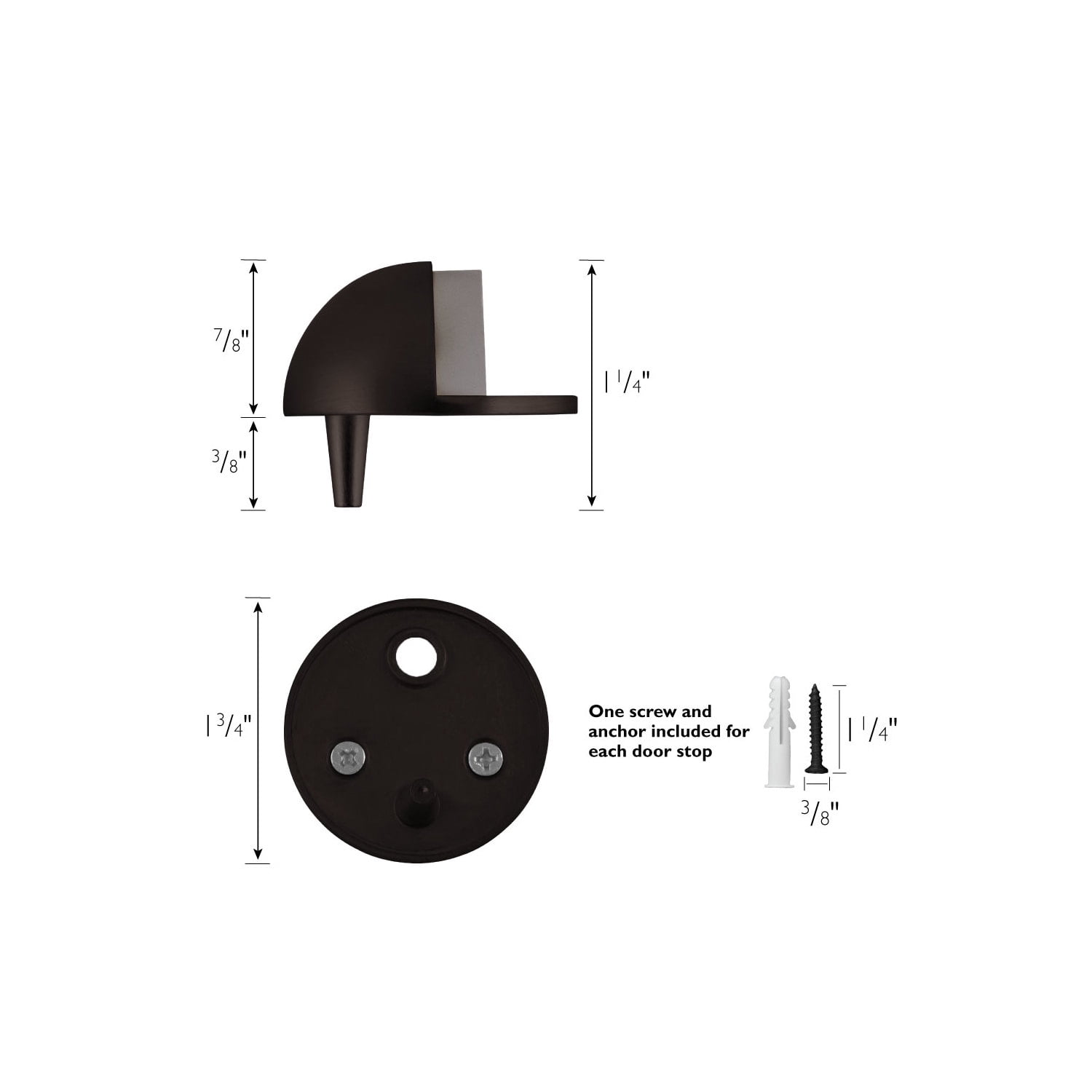 Design House Floor-Mounted Dome Door Stoppers with Rubber Tip, Oil Rubbed Bronze, 5 Pack