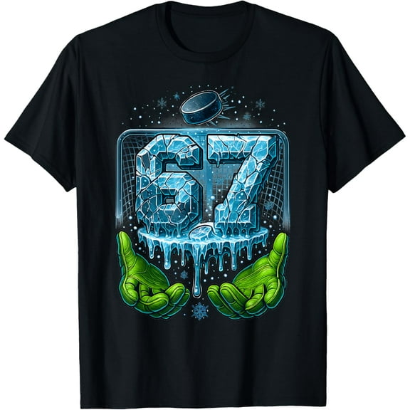 Hockey 67 Six Seven Funny Six Seven 6 7 Gen Alpha Meme Drip T-Shirt- American fashion hot selling casual retro high quality 100% cotton T-shirt 1 piece