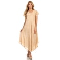 thumbnail image 5 of Sakkas Faye Cap Sleeved Cotton Caftan Cover Up Dress - Natural - One Size Regular, 5 of 5