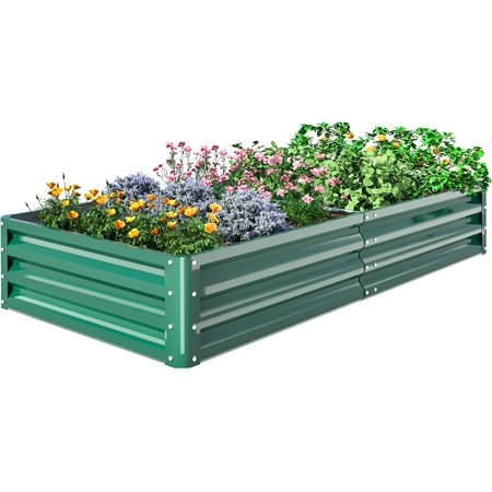 Amopatio Galvanized Raised Garden Bed  6x3x1 FT Outdoor Metal Garden Boxes for Vegetables Flowers Herb  Large Planting Planter Steel Kit  71x35x13in  Green