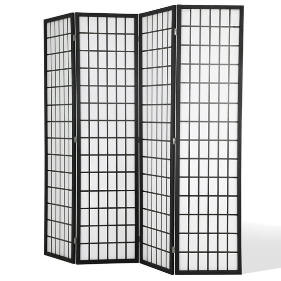 YRLLENSDAN Room Divider 4 Panel Oriental Shoji Screen 6Ft Folding Privacy Divider Wall Divider Portable Freestanding Partition Screen Japanese-Inspired Wood Divider ,White