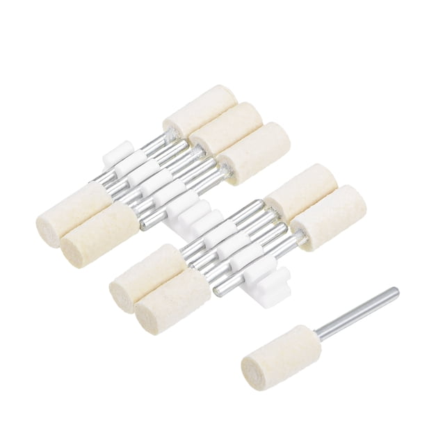 Ruedas de pulido de fieltro de lana montadas de 8 mm, cabezales de molienda con vástago de 1/8 de pulgada para herramienta rotativa, 10 piezas