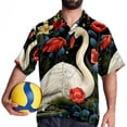 thumbnail image 4 of Swan Men's Short Sleeve Button Down Casual Beach Printed Shirts, 4 of 6