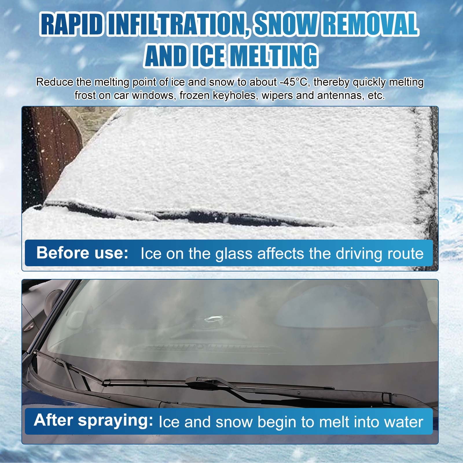 120ml Car Windshield Ice Remover Spray, Winter Ice Removal Liquid