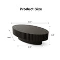 thumbnail image 2 of 43.3" Oval Coffee Table with Handcrafted Relief, Sturdy Pedestal Wooden Olive-Shaped Tea Table, Circle Fluted Drum Coffee Table for Apartment Living Room, Black, 2 of 6