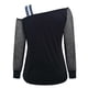 thumbnail image 5 of Jersey de mujer de manga larga con empalme de malla y cuello redondo Pompotops  FGAJ1972, 5 of 5