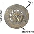 thumbnail image 2 of Outdoor Thermometer Clock Vintage Wall Clock Retro Decoration Station Hanging Clock Sun Moon Pattern Waterproof, 2 of 5