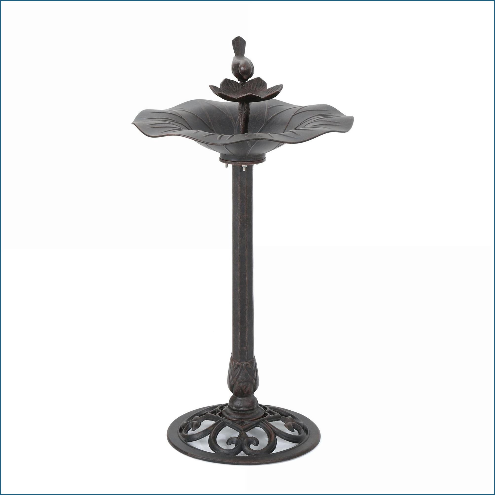 Gardening Accessory | Traditional Outdoor Aluminum Iron Bird Bath, Stable Base, For Patio Backyard Garden | Bronze