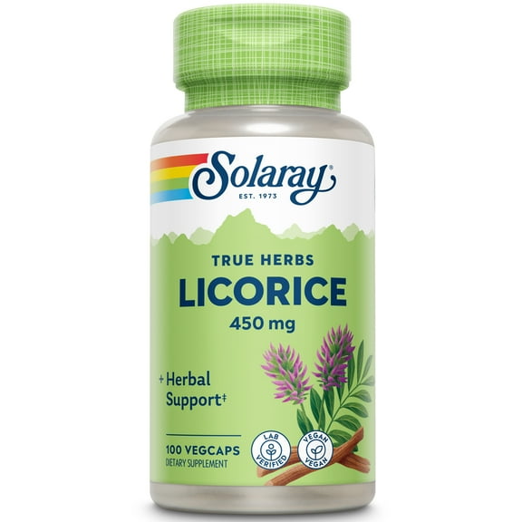 Solaray Licorice Root 450mg | Healthy Digestive System, Liver & Menopausal Support Formula | Non-GMO | Vegan | 100 VegCaps