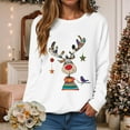 thumbnail image 2 of zaveiop Christmas Reindeer Print Jumper Women's Long Sleeve Crew Neck Pullover Sweatshirt Cozy Holiday Fashion Tops (Z4-White, S), 2 of 5