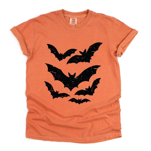 Halloween Bats Distressed - Womens Garment Dyed Tee