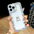 thumbnail image 5 of Compatible with iPhone 14 for Women Girls with Bear 3D Glitter Sparkle Bling Case Luxury Shiny Cute Crystal Charms Rhinestone Diamond Bumper Clear Protective Cover, 5 of 6