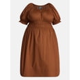 thumbnail image 5 of Terra & Sky Women's Plus Smocked Cotton Midi Dress with Short Puff Sleeves, Sizes- 0X-5X, 5 of 5
