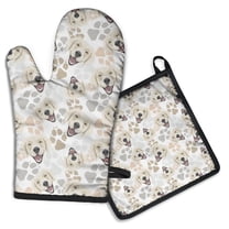 Cute Golden Retriever Kitchen Oven Mitt and Pot Holder Sets 2 Pcs for Baking, Cooking and Grilling, Heat Resistant Up To 392 °F