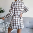thumbnail image 4 of HAPIMO Womens Plaid Dresses Flannel Babydoll Dress Casual Lapel Collar Tunic Dress Long Sleeve Belted Fall Dresses with Pockets Khaki S, 4 of 6
