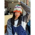 thumbnail image 6 of LinYooLi Pumpkin Knit Handmade Crochet Bucket Hat for Women Striped Colorful Foldable Floppy Chunky Beanie Cap, 6 of 7