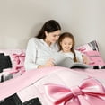 thumbnail image 5 of Manfei Black Pink Ombre Bedding Comforter Set 2pcs for Girls, Bow Knot Monogrammed Twin Comforter Sets, Personalized Letter A Bedding Set, Super Cozy Room Decor, 5 of 8