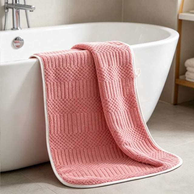 Microfiber Coral Fleece Bath Towel, Ultra Soft, Highly Absorbent, Quick Drying, 140x70cm, Hanging Loop