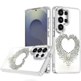 thumbnail image 7 of XPM for Samsung Galaxy S26+ / S26 Plus Angel Hearts Bling Glitter Diamond Hybrid TPU Cover, Colorful Frame Shockproof Protective Back Phone Case Cover (Silver), 7 of 7