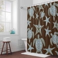 thumbnail image 3 of Marine Life Bathroom Shower Curtain, Vintage Blue Sea Turtles Starfish Black Background Waterproof Washable Soft Bath Curtain for Bathtub Decor with 12 Hooks&Grommet, 48x72 Inch, 3 of 9