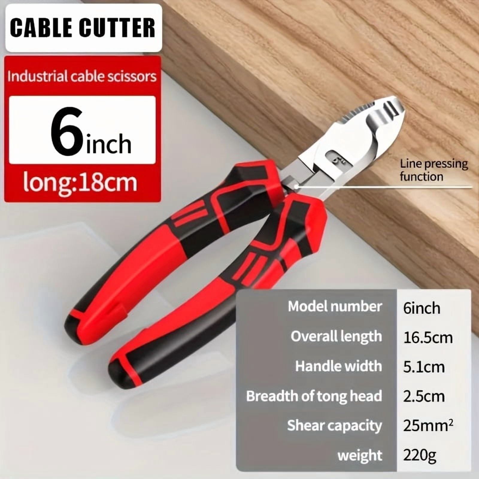 Cable Cutter, Wire Cutters, Manual Wire Stripping and Cutting Pliers, Effort-Saving Mini Electrician's Industrial Cable Cutter, Wire Stripping Shears
