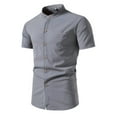 thumbnail image 2 of WREESH Men's Short Sleeve Dress Shirt Regular Fit Casual Button Down Shirts with Fashion Print and Pockets Gray, 2 of 5