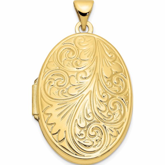 10K Yellow Gold Scroll Oval Locket (33.5 X 19.65) Made In China -Jewelry By Sweet Pea